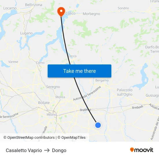 Casaletto Vaprio to Dongo map