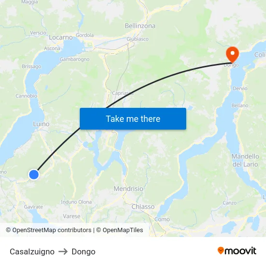 Casalzuigno to Dongo map