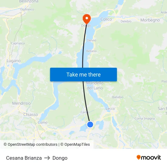 Cesana Brianza to Dongo map
