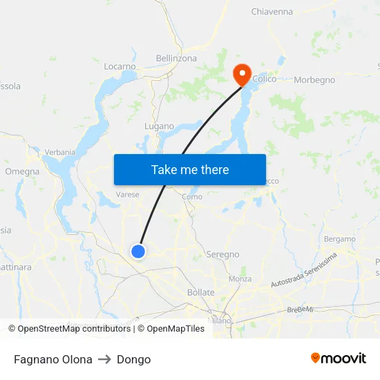 Fagnano Olona to Dongo map