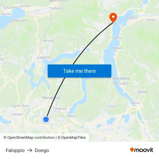 Faloppio to Dongo map
