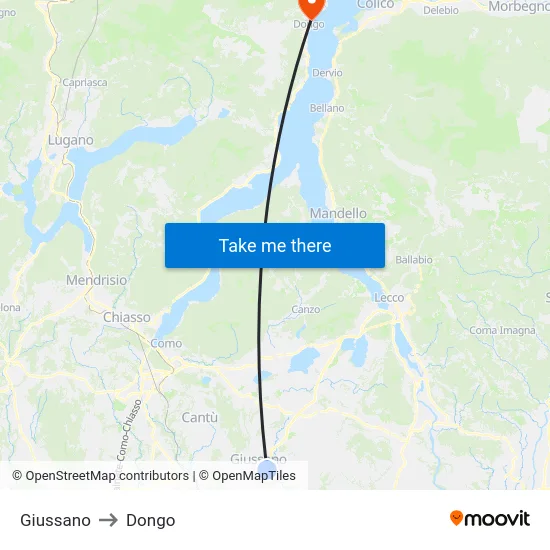 Giussano to Dongo map