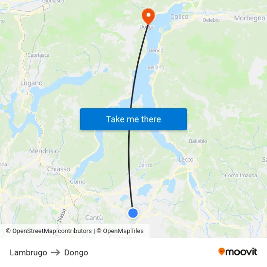 Lambrugo to Dongo map