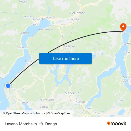 Laveno-Mombello to Dongo map