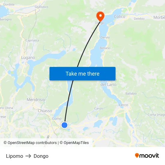 Lipomo to Dongo map