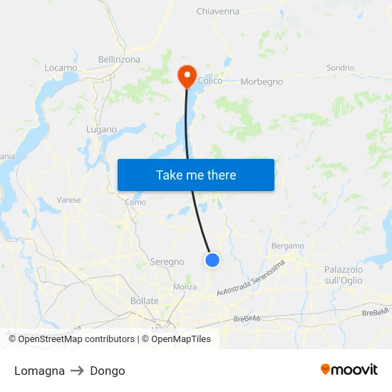 Lomagna to Dongo map