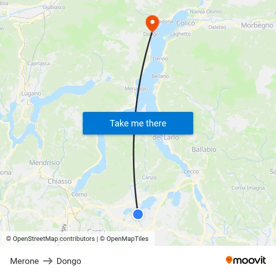 Merone to Dongo map