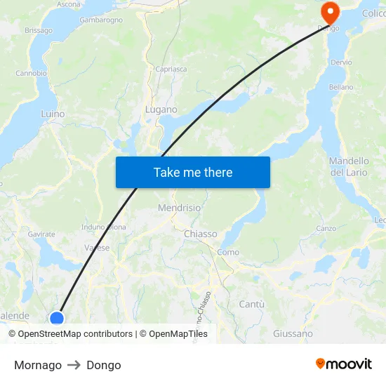 Mornago to Dongo map