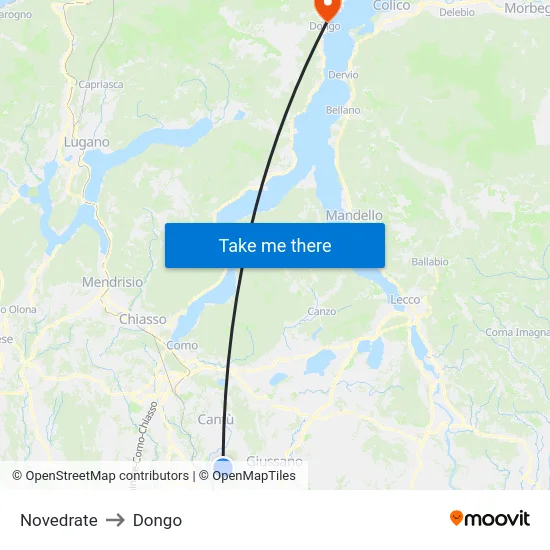 Novedrate to Dongo map