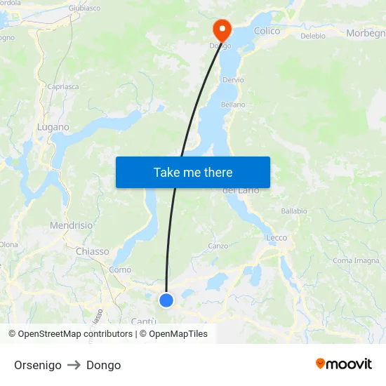 Orsenigo to Dongo map