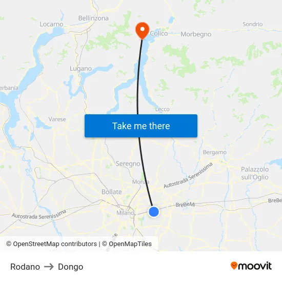 Rodano to Dongo map