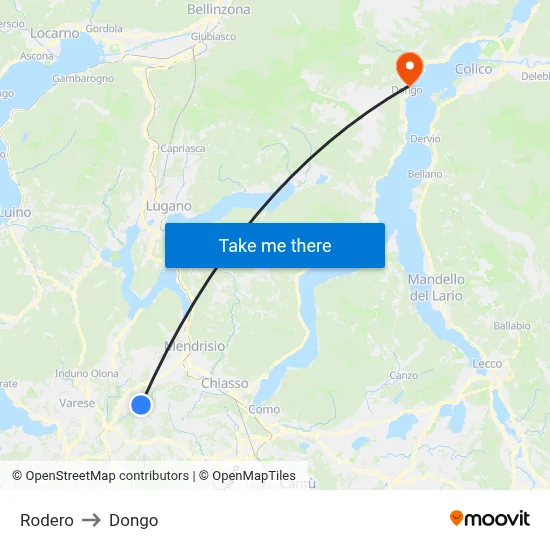Rodero to Dongo map