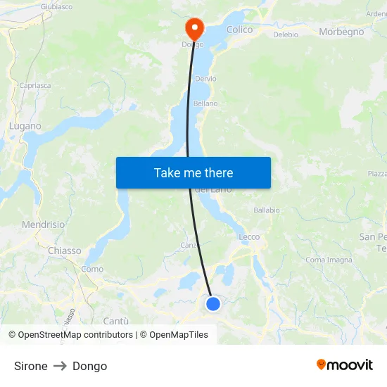 Sirone to Dongo map