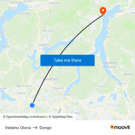 Vedano Olona to Dongo map