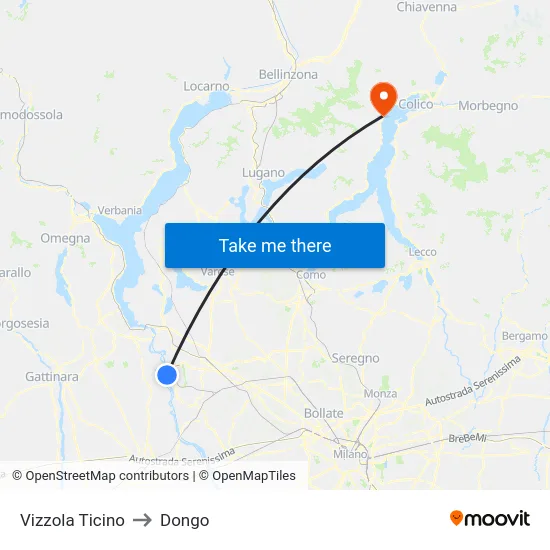 Vizzola Ticino to Dongo map