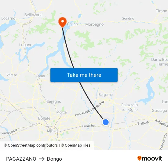 PAGAZZANO to Dongo map