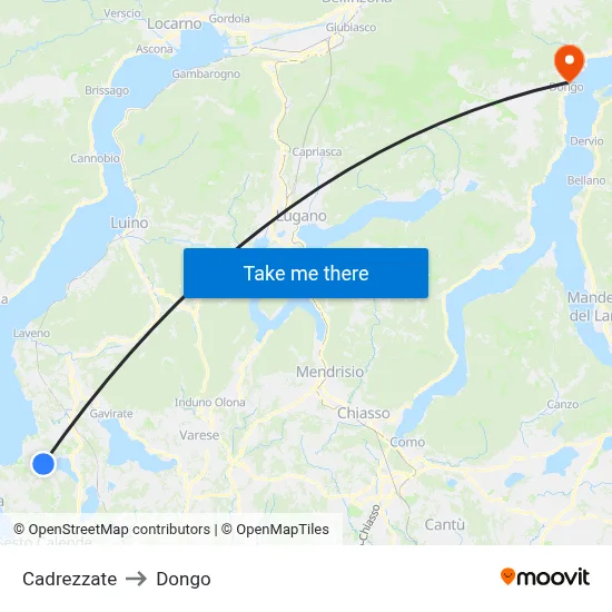 Cadrezzate to Dongo map