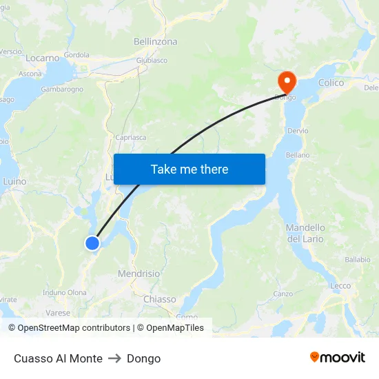 Cuasso Al Monte to Dongo map