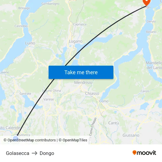 Golasecca to Dongo map