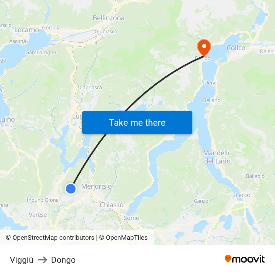 Viggiù to Dongo map