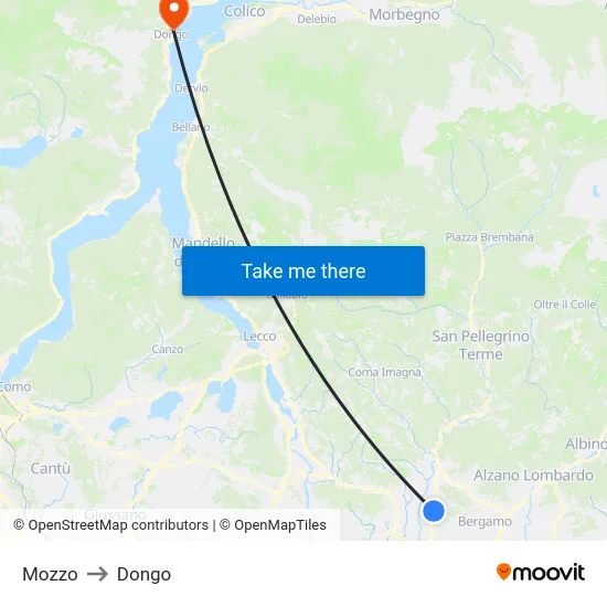 Mozzo to Dongo map