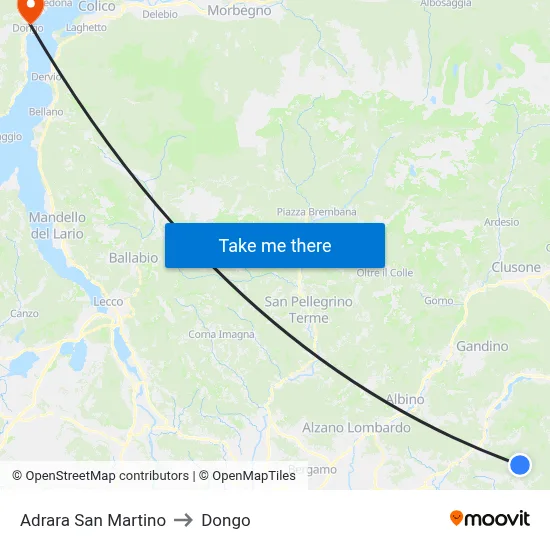 Adrara San Martino to Dongo map