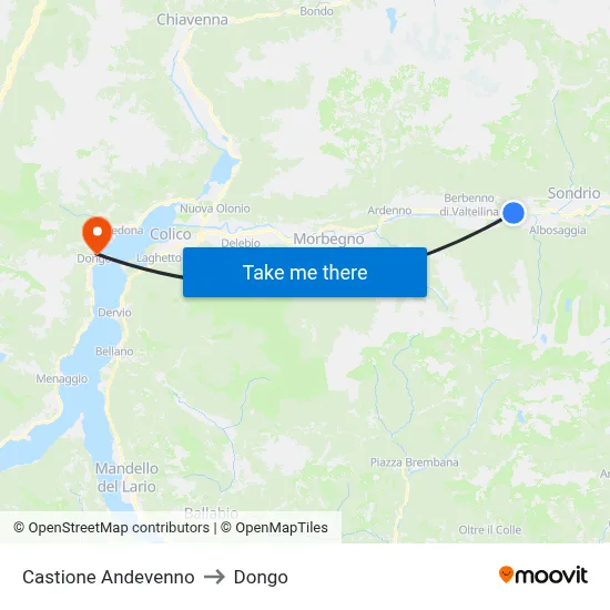 Castione Andevenno to Dongo map