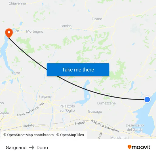 Gargnano to Dorio map