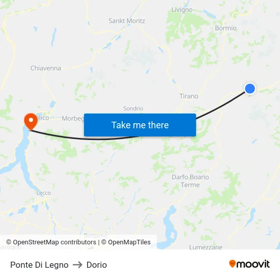 Ponte Di Legno to Dorio map