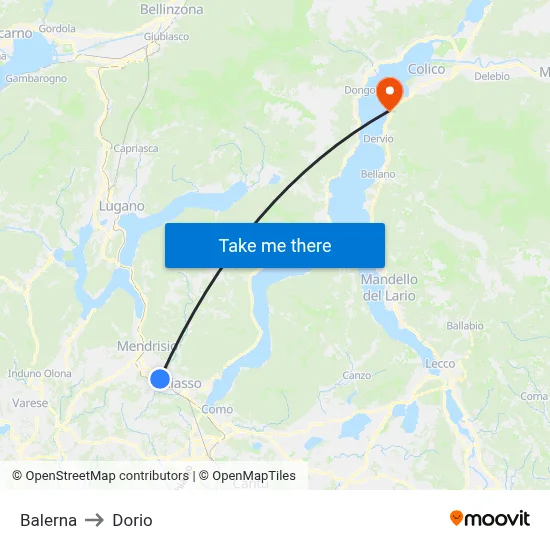 Balerna to Dorio map