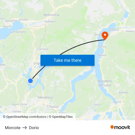 Morcote to Dorio map