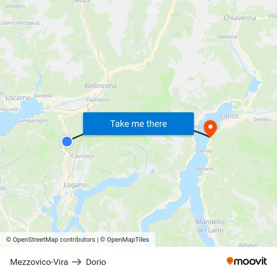 Mezzovico-Vira to Dorio map