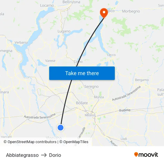 Abbiategrasso to Dorio map