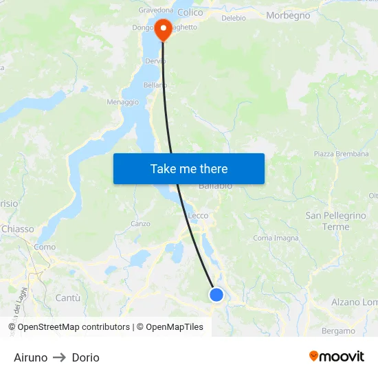 Airuno to Dorio map