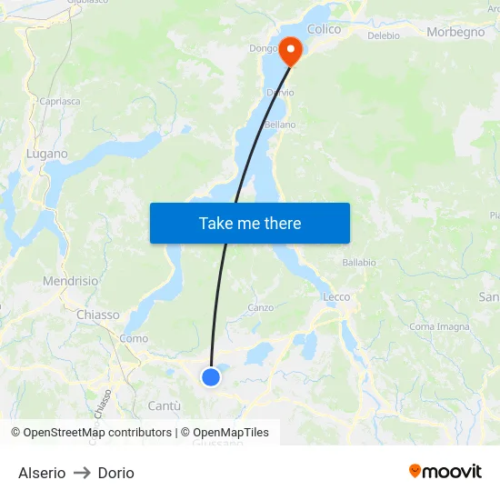 Alserio to Dorio map