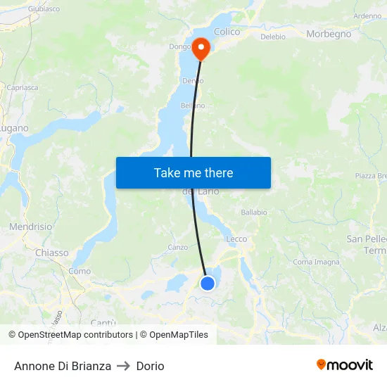 Annone di Brianza to Dorio map