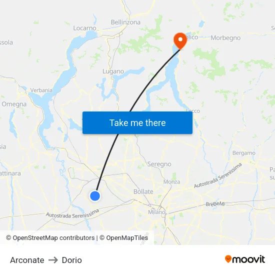 Arconate to Dorio map