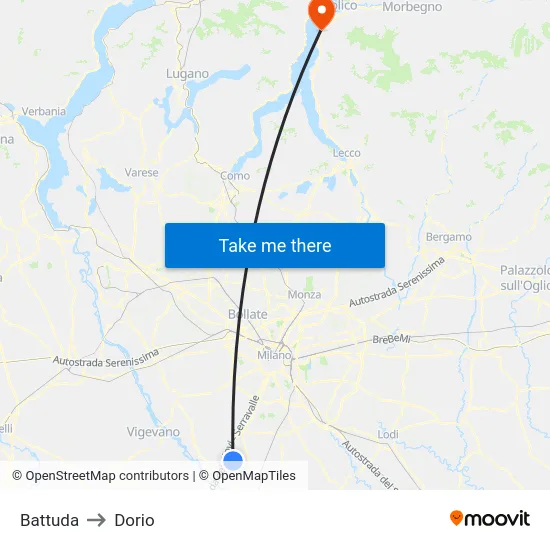 Battuda to Dorio map