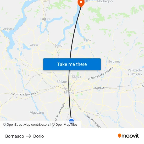 Bornasco to Dorio map