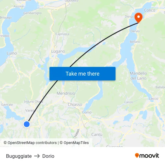 Buguggiate to Dorio map