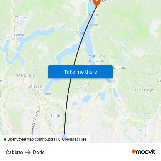 Cabiate to Dorio map