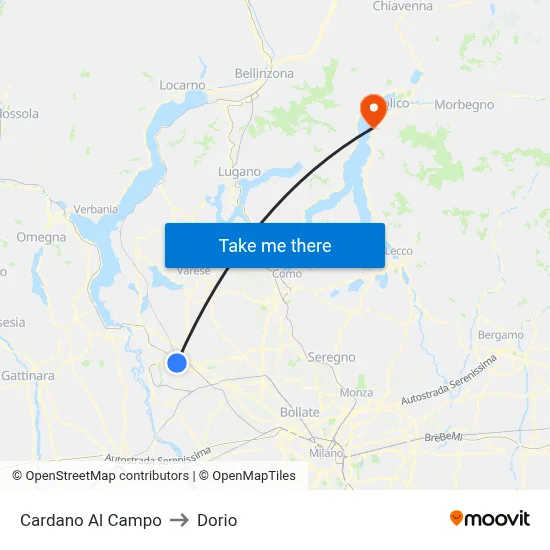 Cardano Al Campo to Dorio map