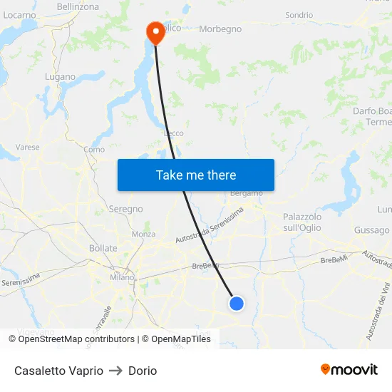 Casaletto Vaprio to Dorio map