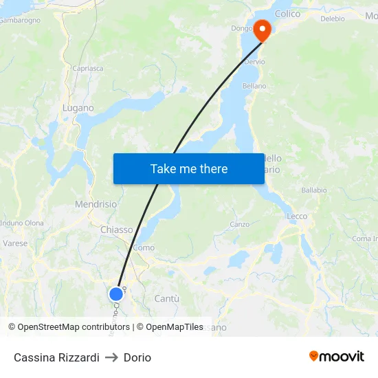 Cassina Rizzardi to Dorio map
