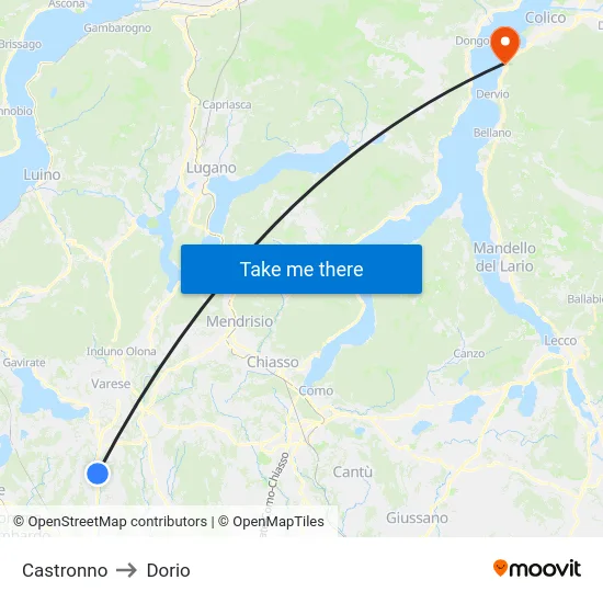 Castronno to Dorio map