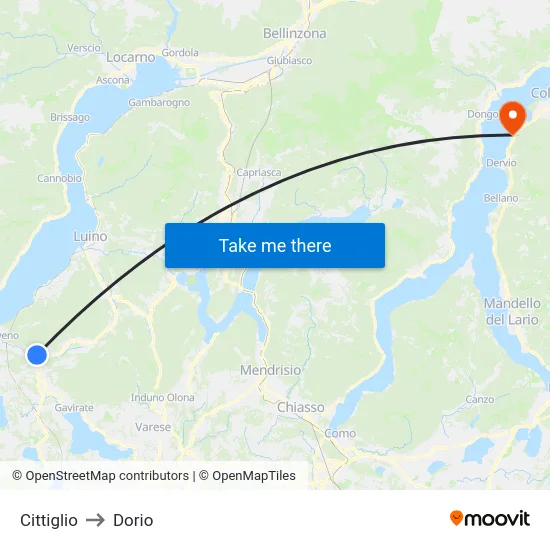 Cittiglio to Dorio map