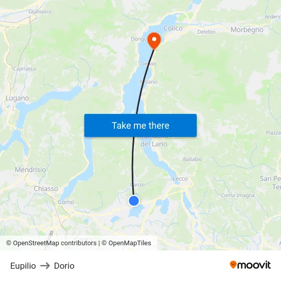 Eupilio to Dorio map