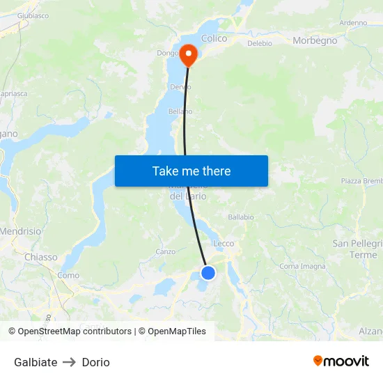 Galbiate to Dorio map