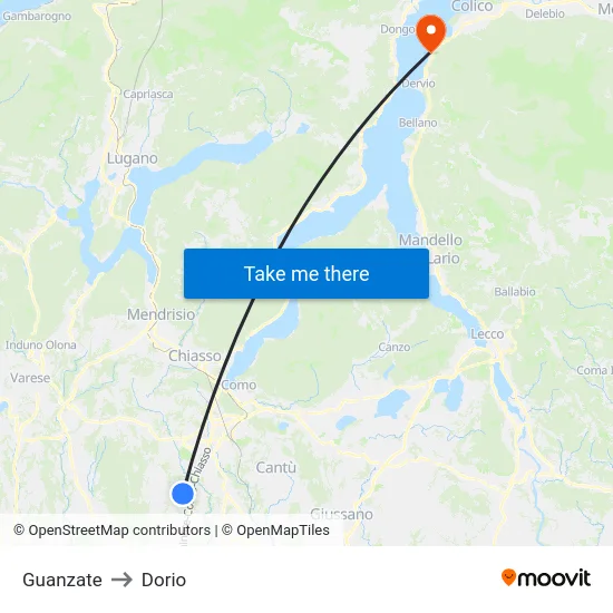 Guanzate to Dorio map