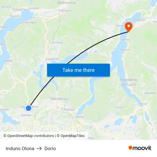 Induno Olona to Dorio map